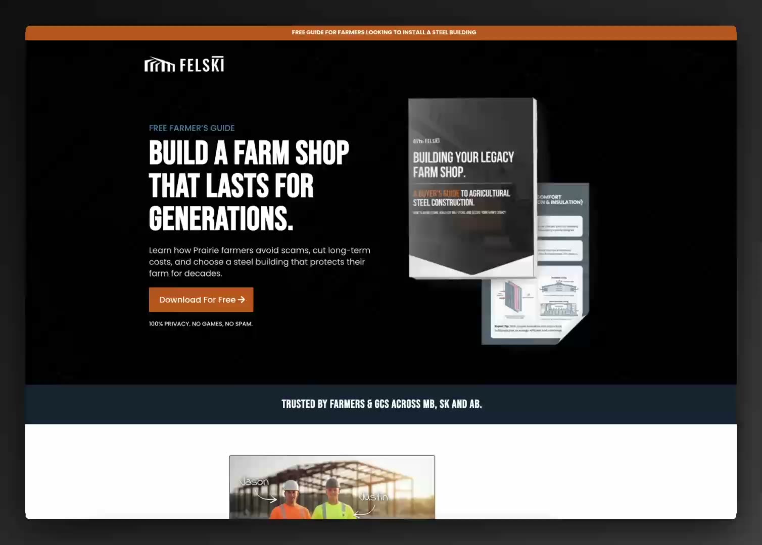 Felski Building Your Legacy Farm Shop guide landing page