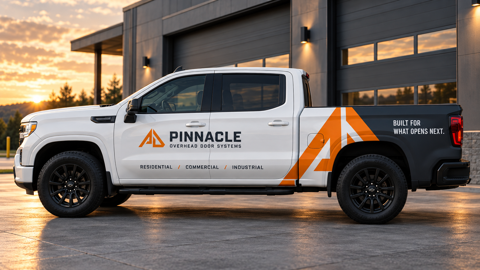 Pinnacle Overhead Door Systems brand system and colour palette