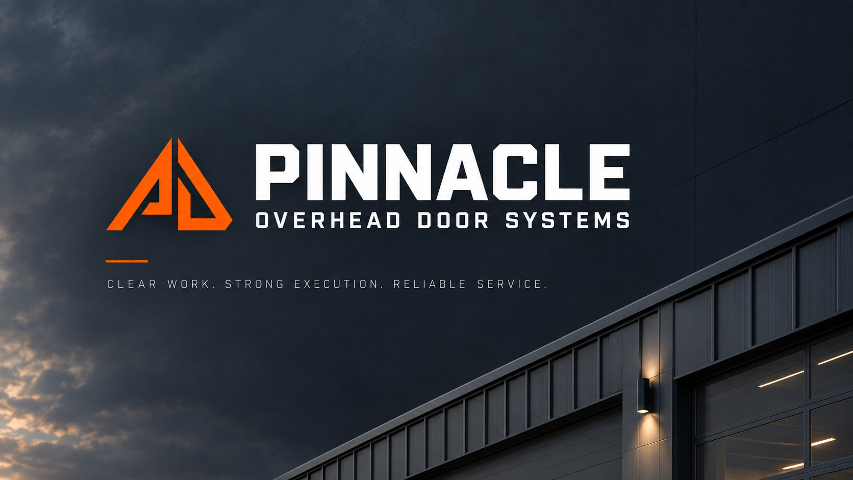 Pinnacle Overhead Door Systems brand application with facility signage