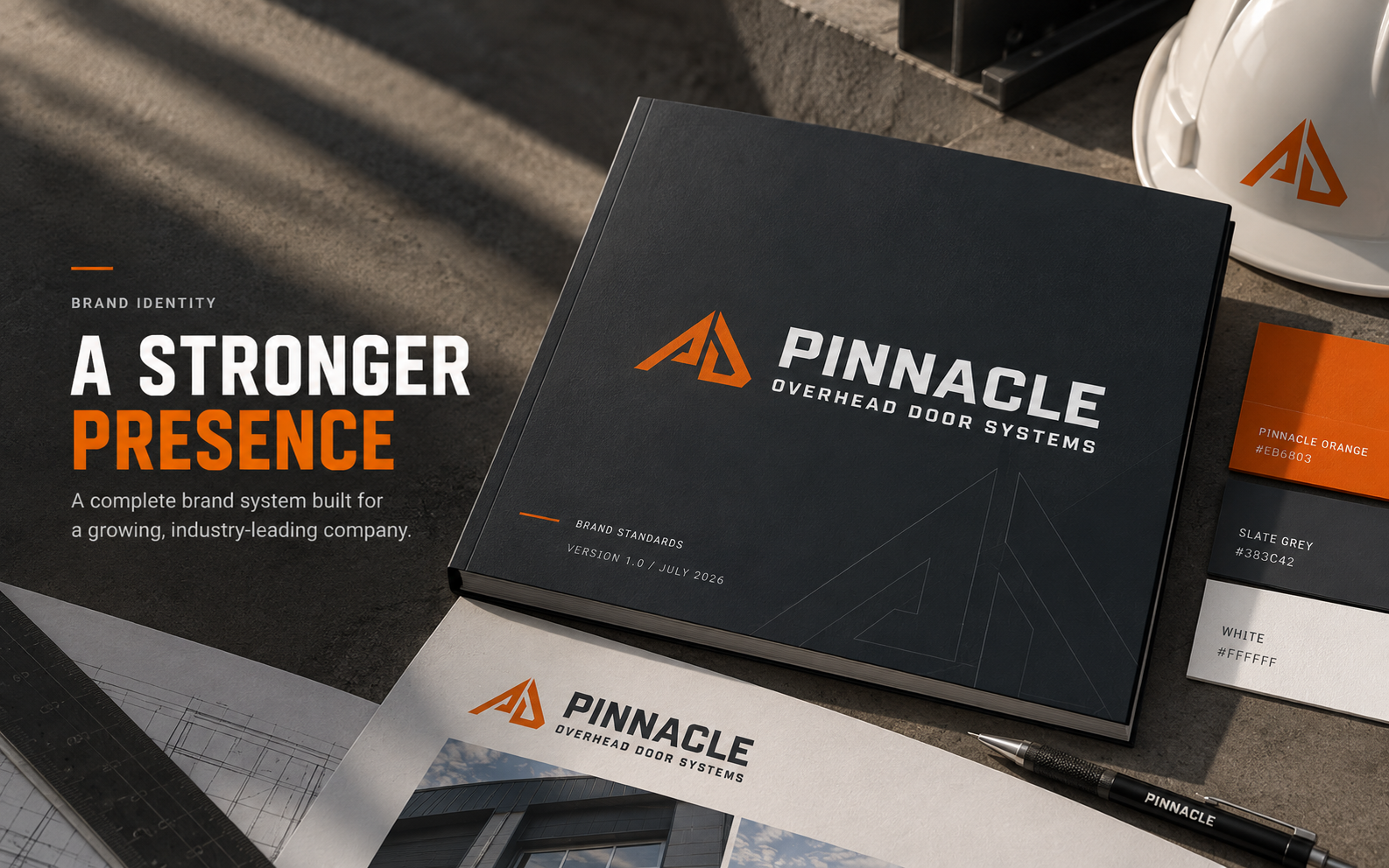 Pinnacle Overhead Door Systems brand identity and standards presentation